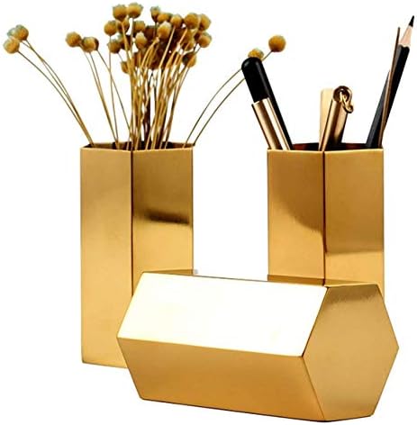 Pencil Holder Gold 2.5" Metal Pencil Cup for Office,Home,School,Makeup Brush Storage 1 Pack