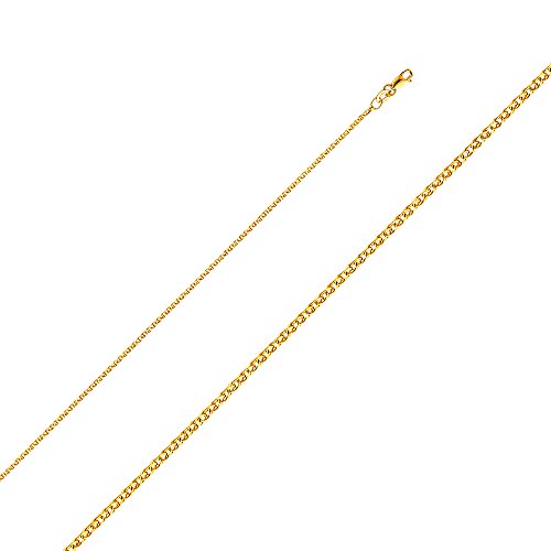 14K Yellow Gold Classic Cross Pendant with 1.4mm Flat Open Wheat Chain Necklace4
