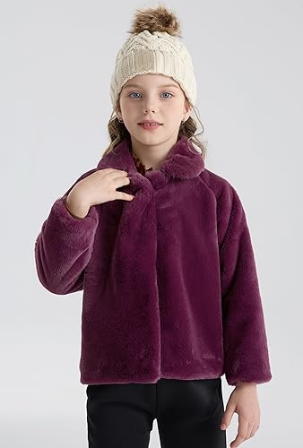 SOLOCOTE Toddler Girls Faux Fur Cloak Jacket Little Kids Fuzzy Fleece Lightweight Hooded Cute Fall Winter Coat4