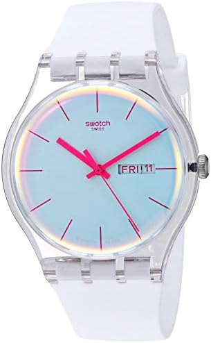 Swatch unisex-adult Transformation Quartz Silicone Strap, White, 20 Casual Watch (Model: SUOK713)