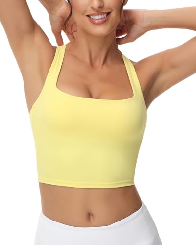 Image of romansong Strappy Yoga Sports Bras for Women Padded Criss-Cross Back Tank Tops