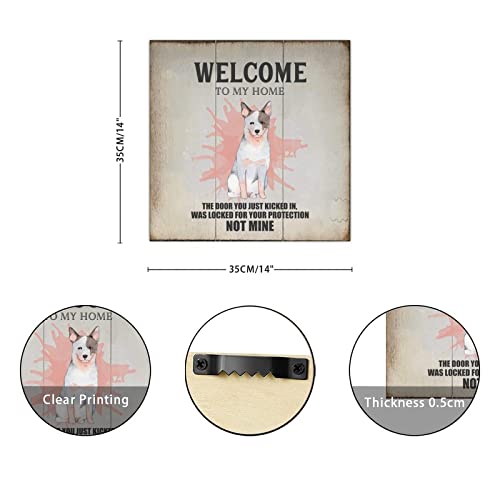 Decoration murale rustique Welcome pour entree et salon avec illustrations de chiens