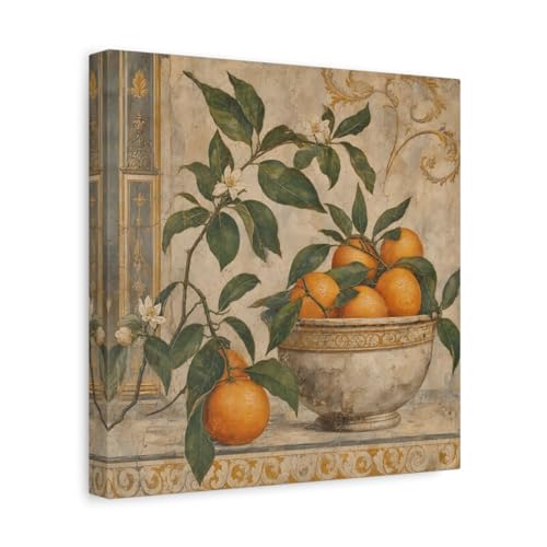 Toile pour cuisine oranges nature et verte au style rétro pleine de nostalgie