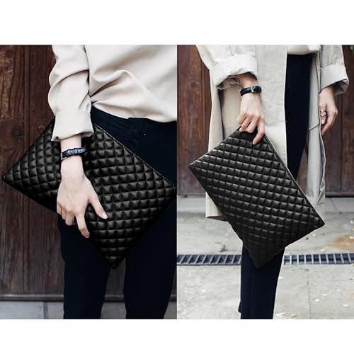Image of DORIS&JACKY Large Quilted Clutch Purse for Women, Designer Oversize Hand- Carry Evening Bag and Unisex Slim Envelop Pouch Bag | Large