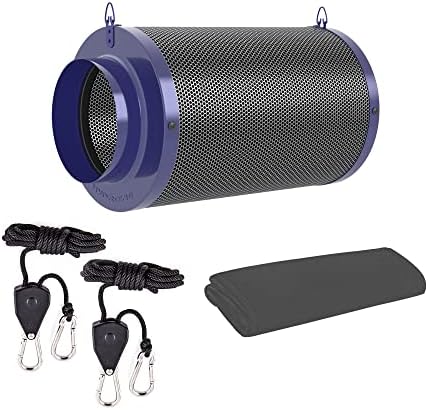 HYDROWE Air Carbon Filter 4 Inch ,Smellines Control Removes 3X More Odors Contaminants. Australian Virgin Charcoal, Carbon Filter for Grow Tent, Hydroponics, Pre-Filter Included (4inch)