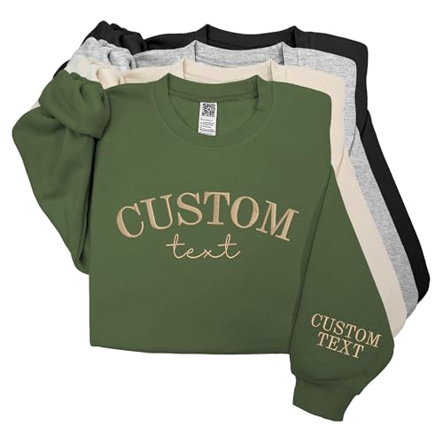GODMERCH Custom Thread Color Embroidered Sweatshirt Design Your Own, Personalized Add Your Own Custom Text Sweatshirt