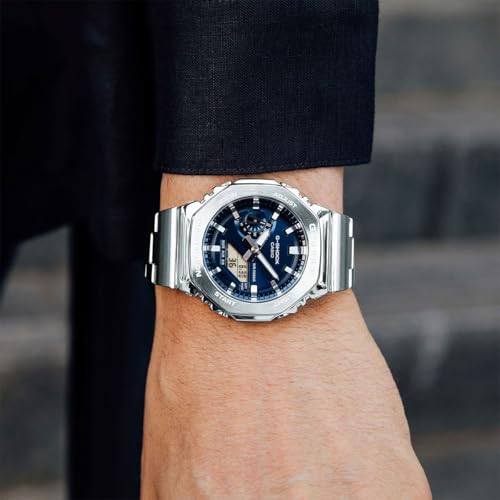 Image of G-Shock Casio G-Steel GM2110D Analog-Digital Navy Blue Dial Stainless Steel Watch 43mm - GM2110D-2B