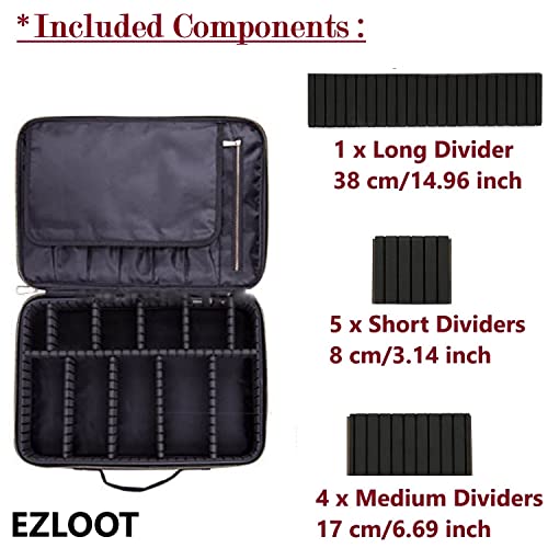 Image of Travel Makeup Case, Professional Cosmetic Train Cases Artist Storage Bag Make Up Tool Boxes Brushes Bags with Compartments Vanity Organizer (16 INCH(1 Layer), Black & White)