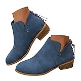 Ankle Boots for Women No Heel 2025,Womens Ankle Booties,Women's Casual Dress Low Heeled Boot V Cut Fashion Thick Heel Design Shoes with Back Zipper