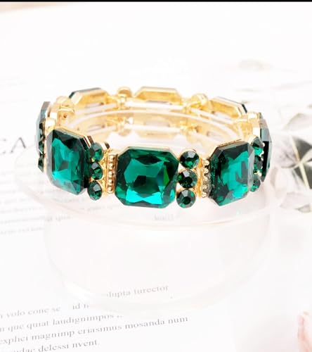 Square Cut Crystal Wide Stretch Bangle Bracelet for Women Evening Party Wedding Jewelry Bridal Costume Accessory3