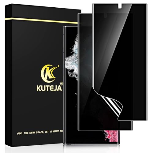 Kuteja for Samsung Galaxy S22 Ultra Privacy Screen Protector, [Fingerprint Unlock] Full Coverage Galaxy S22 Ultra Anti-Spy TPU Screen Protector Film, High Sensitivity, Case-Friendly, 2-Pack