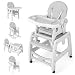 COSTWAY 5 en 1 Tronas de Bebe, Trona Portatil con 2 Bandeja Extraíble de 4 Posiciones, Cojín, Respaldo de 3 Niveles, Silla de Comer, Trona Evolutiva para 6-72 Meses