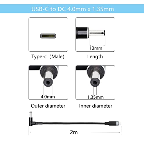 Cerrxian 6.5Ft 100W Pd Usb Type C Male Input To 90 Degree Dc 4.0 X 1.35 Mm Male Power Charging Cable For Asu-S Ux305 Ux360 Ux330 Ux330U Q200E C202Sa Vivobook E203Na F412Da F510(40135) #TOP2
