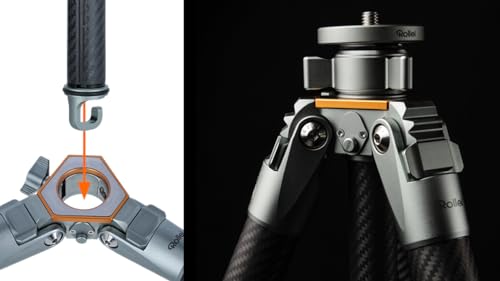 Rollei Carbon-Mittelsäule- Erweiterung für Lion Rock Pro – Schnelle Höhenverstellung, Erhöht Maximalhöhe auf 177 cm, Leicht und Stabil, Gewichtshaken für zusätzliche Stabilität
