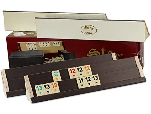 Original Star Gold Rummy Okey en bois et plastique avec pierres en mélamine Okey Takimi (foncé) Cover