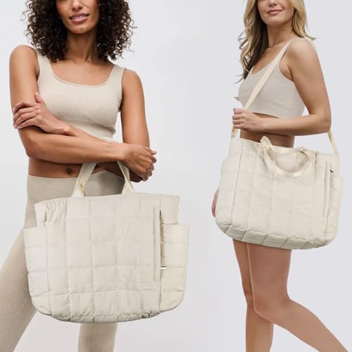 Puffer Tote Bag, Laptop Bag for Women, Lightweight Quilted Puffer Work Tote Bag for Travel Gym Sport2