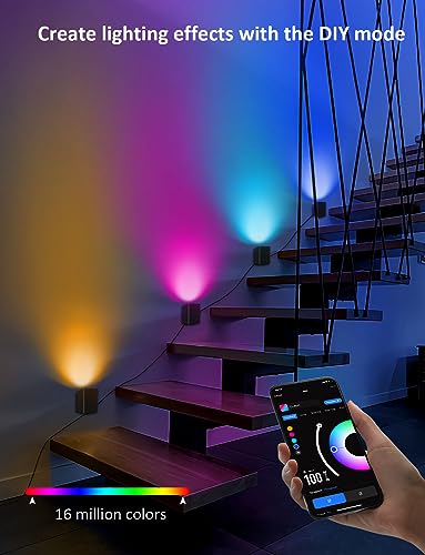 Image of APPECK Smart Wall Sconces 4 Pack, LED Wall Lights RGBCW 8FT, Indoor Dimmable Sconce Lights for Living Room, Bedroom, Game Room, Home Decoration, Music Sync Ambient Lighting Compatible with Alexa