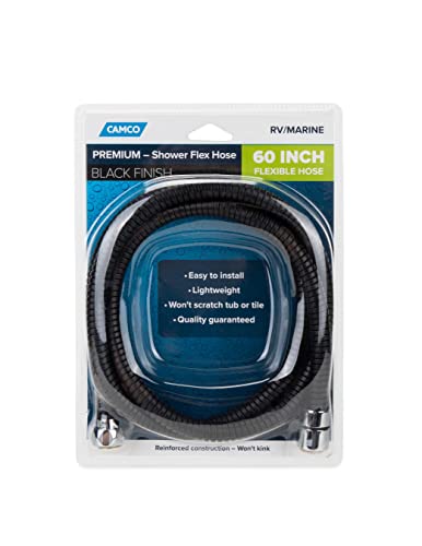 Image of Camco RV /Marine Flexible Replacement Shower Hose | Reinforced Construction | Measures 60-Inches | Black (43745)