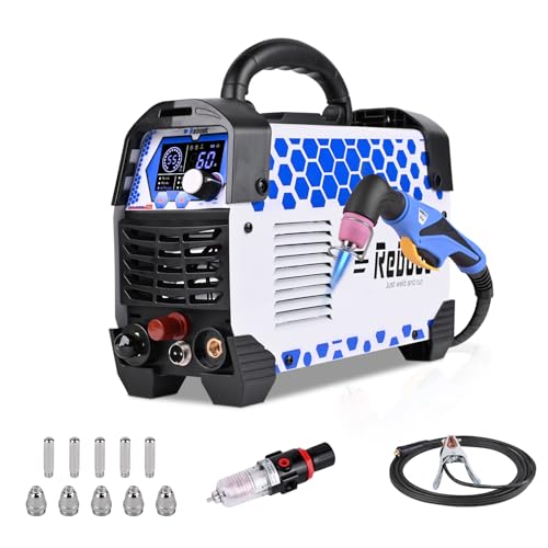 Reboot Cortador de plasma 60 Amp Non-Touch Pilot Arc máquina de corte de plasma, 240 V, corte máximo 18 mm, corte transparente, 10 mm, con juego consumable pantalla digital, actualización RBC6000L PRO