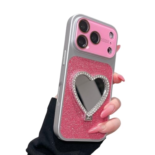 RuimoTuiko �O���b�^�[�L���L���܂肽���݃n�[�g�^�~���[�X�^���h�t���X�}�z�P�[�X for iPhone17pro�p �A�N�����f�� �S��͕ی� 7�F �� ���킢�� �ϏՌ� �J�����ی� �؍� �l�C ���� �X�^���h�@�\ �X�g���b�v�z�[���t�� ��������