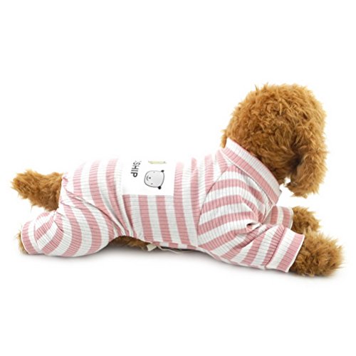 ZUNEA Stripe Pyjama für kleine Hunde Cotton Puppy Overall Sweatshirts Kleider Cosy Soft Freizeit Herbst Pet Cat Doggy Apparel Pink L – Bild 6