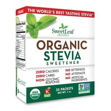 SweetLeaf Organic Stevia Packets - Stevia in Packets, Zero Calories, No Sugar, Gluten Free, Keto, All Natural Ingredients, Pure Stevia Sugar - 70 Packets Per Box, Pack of 4