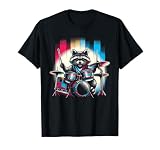 Waschbär spielt Schlagzeug Lehrer Schlagzeuger Neuheit Lustiger Schlagzeuger T-Shirt