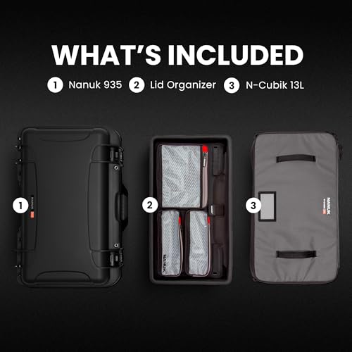 Image of NANUK 935 Pro Photo with N-Cubik - Waterproof Travel Camera Hard Case with 13L N-Cubik Insert and Wheels, 22 inch x 14 inch x 9 inch, Dustproof and Impact-Resistant, Airline Carry-On Approved - Black