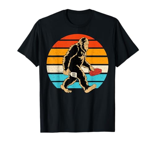 Bigfoot Meat Smoker Chef BBQ Lover Grilling Retro Sasquatch T-Shirt