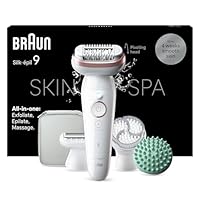 Braun Silk-épil 9 SkinSpa Depilatore Donna, Epilatore Elettrico Donna Con Testina Flessibile Per...
