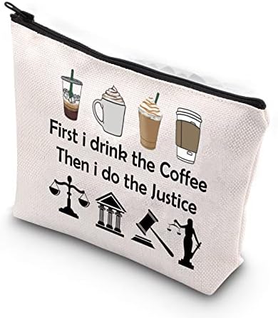 TSOTMO Lawyer Gift First I Drink The Coffee Then I Do The Justice Attorney Zipper Pouch Makeup Bag Law Student Gift (do the Justice)