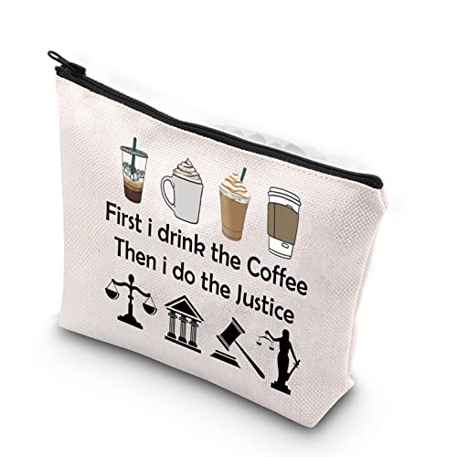 TSOTMO Lawyer Gift First I Drink The Coffee Then I Do The Justice Attorney Zipper Pouch Makeup Bag Law Student Gift (do the Justice)