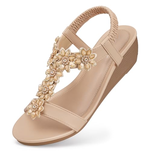 Image of SHIBEVER Wedge Sandals for Women Dressy: Summer Platform Comfortable Low Wedges Womens Sandal