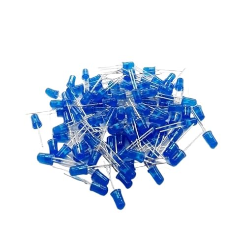 Kit de diodos LED de 100 piezas de 3 mm, 5 mm y 10 mm, color verde, rojo, azul y amarillo, con forma de sombrero de paja. Para Proyectos Electrónicos(Blue,5mm)
