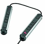 Fellowes 10-Outlet Metal Split Surge Protector, 6 Foot Cord, 1,250 Joules (99082),Black And Silver