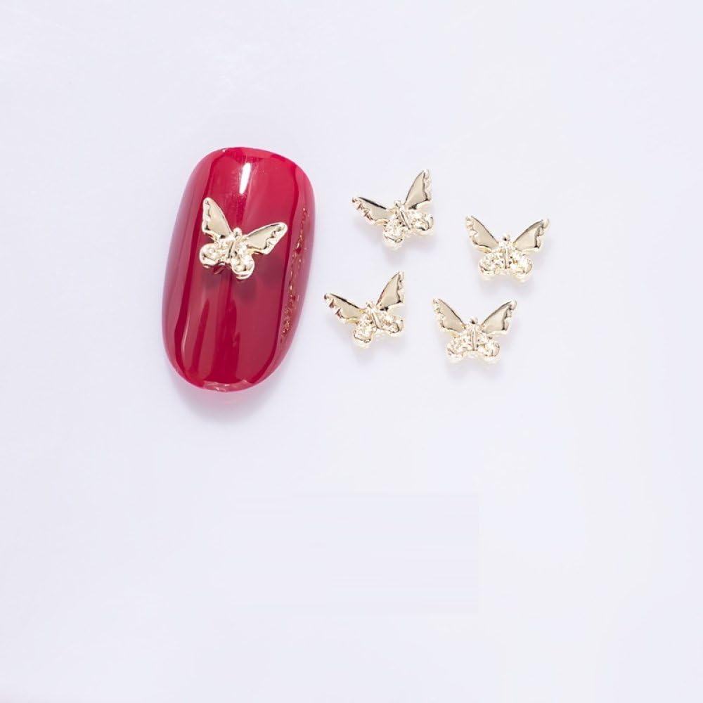 qbodp 50 Pcs Nail Decoration Fashion Nail Decoration Butterfly Decoration for Nail, Nail Supplies Nail Art Decoration Accessories,Gold