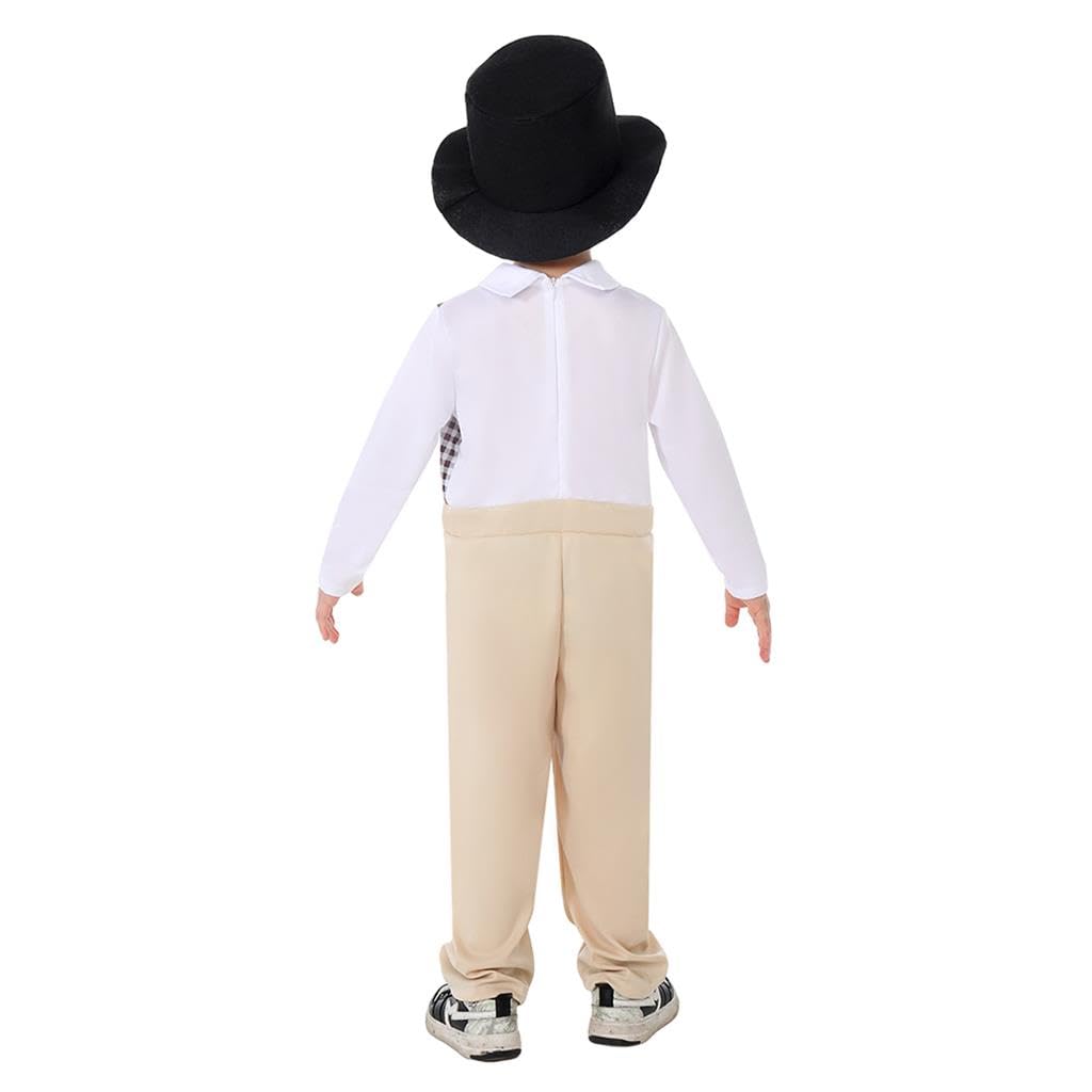 Lito Angels Little Boys Grandpa Old Man Costume 1920s Kids Fancy Dress Up Set Jumpsuit Hat Glasses Cane Moustache Pretend Play Age 7-8 Years - Image 3