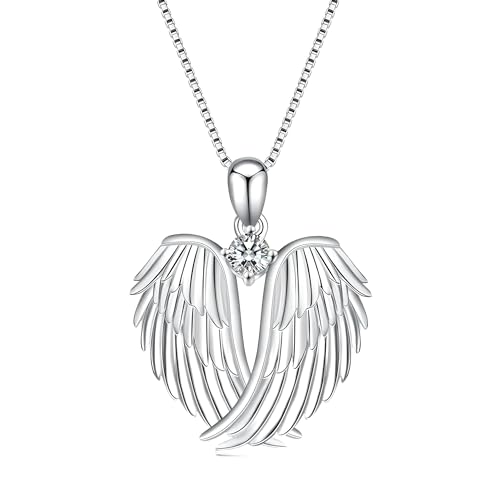Colgante de ángel de la guarda de plata de ley 925 para mujer, collar de alas de guarda, niña, joyería