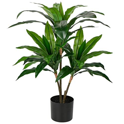 Artificial Dracaena Silk Plant 3Ft Tall Faux Plants Fake Dracaena Fragrans Tree In Pot For Living Room Floor Indoor Outdoor Office Home Decor #TOP19