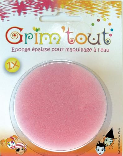 Grim'Tout - Eponge de Maquillage - Applicateur et Démaquillant Visage et Corps - Pour Appliquer la Base Nécessaire - En Matière Plastique Lavable - Unité : 1 Sous Blister - Epaisseur : 3 cm
