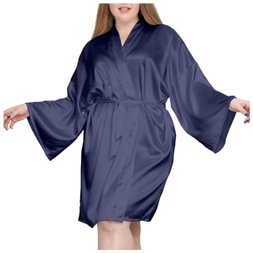 Peignoir en satin qualitatif grande taille kimono soyeux de nuit pour femme