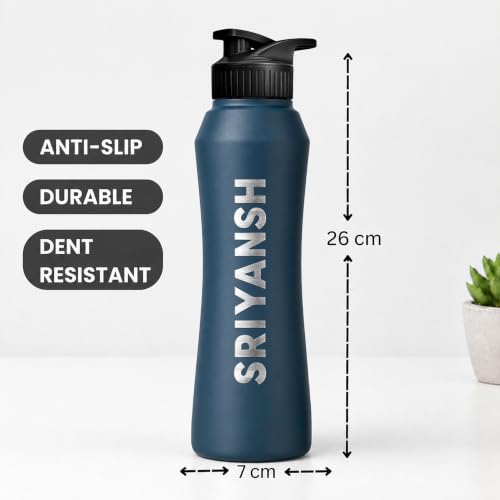 Image of Speedex Customised Stainless Steel Sipper Water Bottle 1 Ltr with Engraved Name - Personalised Flip Cap Bottle for Kids, Adults, School, Sports, Gym, Teal Blue, Set of 1
