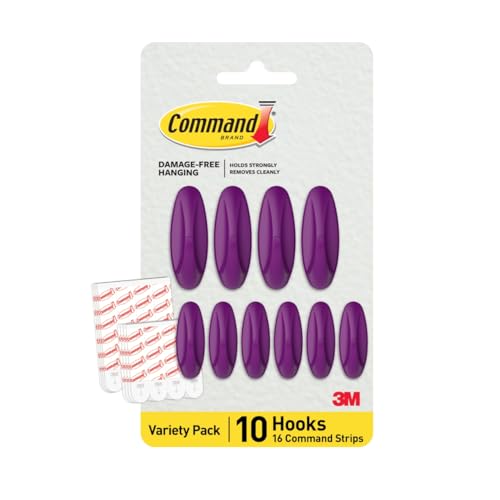 Command Mixed Designer Hook Pack, Candied Plum, 10 Hooks, 16 Stri...