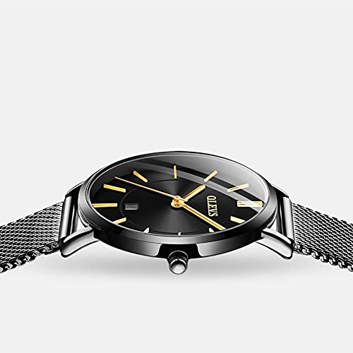 Olevs Ladies Watches Black Women's Watch Luxury Dress Women's Wrist Watches Stainless Steel Mesh Band Waterproof Watches For Women Minimalist Ultra Thin Small Watches Reloj Para Mujer #TOP2