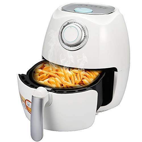 1270W 2,5 Liter Heißluftfritteuse Friteuse,Air Fryer,gesundes Kochen weiß fritteuse ohne fett,einfach zu reinigen,Gratis Rezeptheft