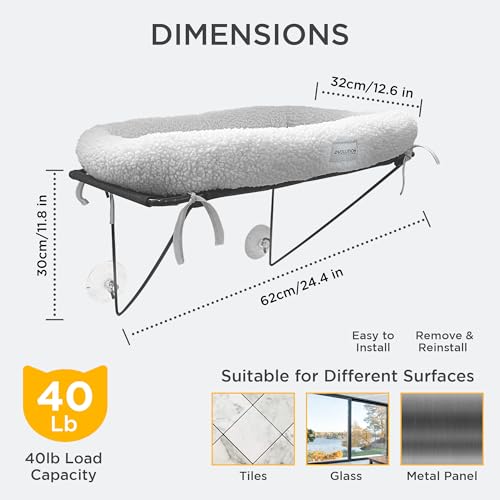 EvolutionUSA Janela de Poleiro de Gato – Rede de Gato Confortável para Janela, Cama de Janela de Gat