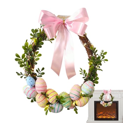 Corona de pascua, corona de primavera | Corona artificial corona de la puerta delantera de Pascua,Decoración de la ventana de la ventana de primavera de 30 cm/11.8 pulgadas, decoración del perchero de