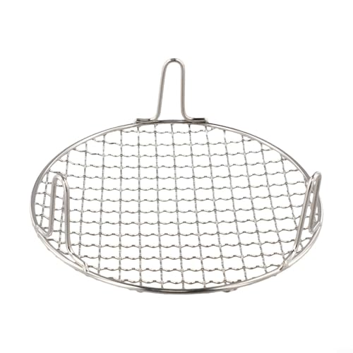 Rejilla de barbacoa de camping de acero inoxidable con patas, bandeja redonda para asar al aire libre, malla plegable ligera para estufas de campamento, 15/20/25/12 pulgadas de diámetro (20 cm)