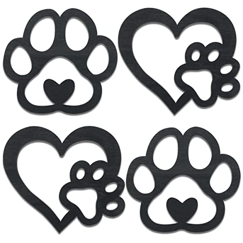 JEKEJIAJIU Dog Room Decor Paw Prints Wood Wall Art - Dog Lover Wall Decor Sign for Living Room, Bedroom, Bathroom, Nursery