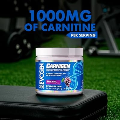 Evogen Carnigen - Premium Carnitine Powder | Supports Fat Metabolism & Promotes Recovery | Stimulant-Free L Carnitine Supplement Matrix with Acetyl L-Carnitine | Grape | 50 Servings